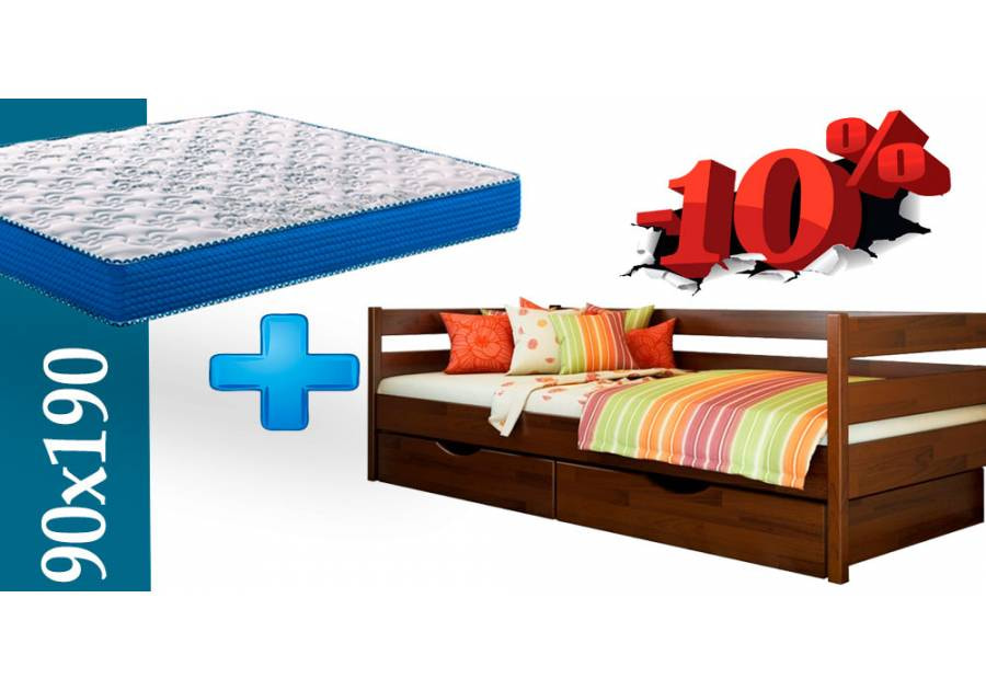 Комплект кровать детская Нота Эстелла щит 90х190 с матрасом