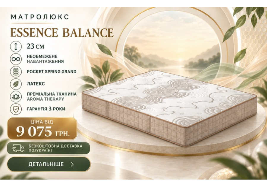 Матрас Balance Essence Матролюкс - пружинный односторонний, латекс, высокий, 23 см
