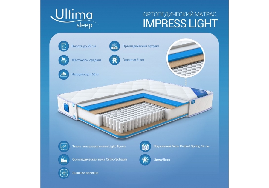 Матрас Impress Light / Импресс Лайт Ultima Sleep