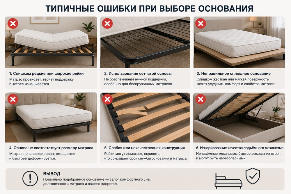типичные ошибки при выборе основания