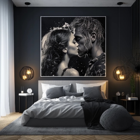 Романтична картина для залучення кохання в інтер'єрі спальні